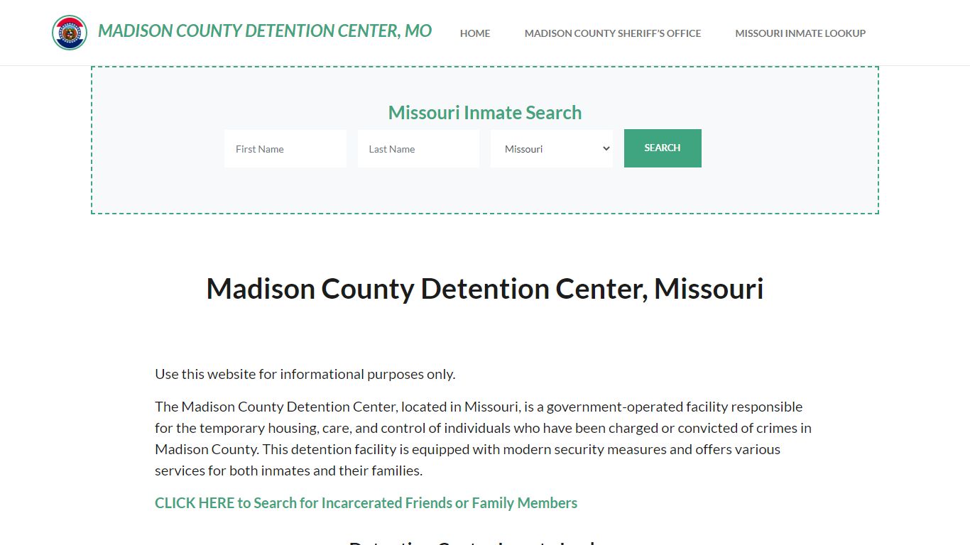 Madison County Detention Center, MO Inmate Roster, Offender Search