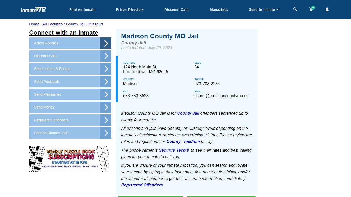 Madison County MO Jail - Inmate Locator