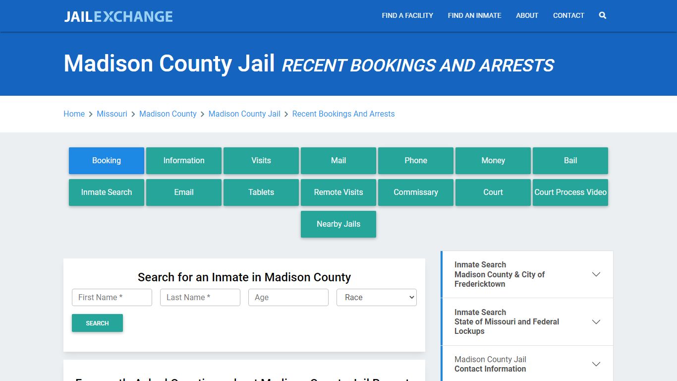 Madison County Jail MO Recent Arrests and Bookings - Jail Exchange